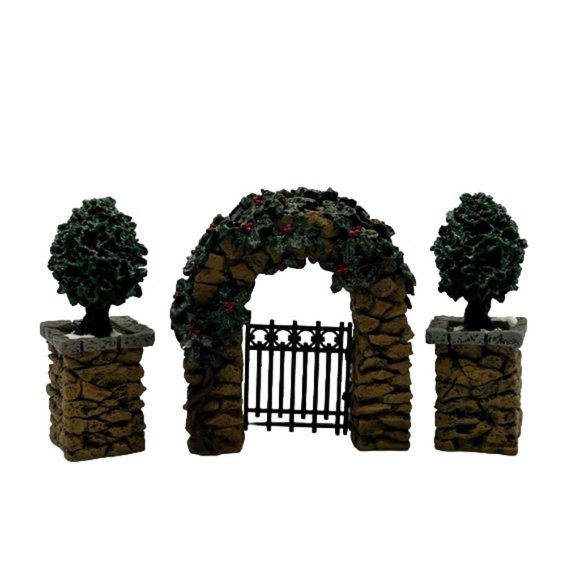 Dept 56 Stone Corner Posts & Archway with Holly #52648 - Picture 1 of 16
